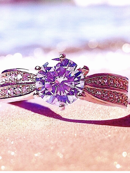 Exclusively Fancy Jewelry - Rose Gold Ring with Round Solitaire 2 Rows AAA Gems Anniversary NWT